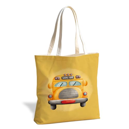 Funny Tote Bag, Canvas Reusable Carryall for Shopping Trip Commute - color: Bus