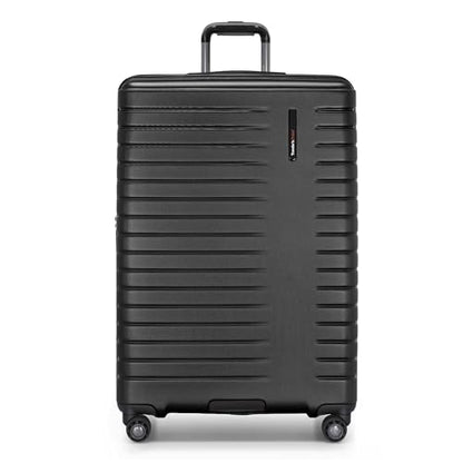 Traveler's Choice Archer Polycarbonate Hardside Spinner Luggage Set, Tie Down Straps, Black, Checked 29-Inch - color: Black, size: 1-Piece (Checked 29-Inch)