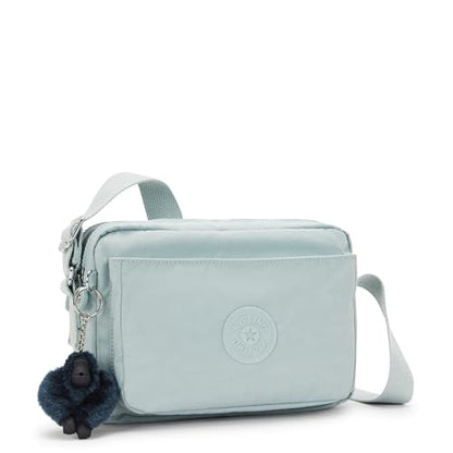 Kipling Women’s Abanu Medium Crossbody Bag, Lightweight, Adjustable Nylon Waist Pack with Multi-Compartment Zip Pockets - color: Breezy Blue, size: 3.5''L x 6.75''H x 9.5''D