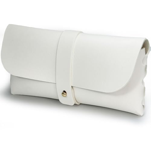 Faux Leather Glasses Pouch, Portable Bag for Sunglasses travel glasses bag - color: White