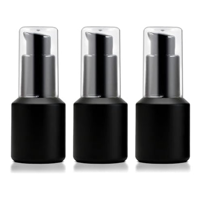 3PCS 15ML Empty Black Frosted Glass Bottles with Pump for Cream - color: Black, size: 0.5 OZ
