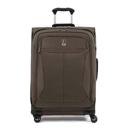 Travelpro Tourlite Softside 25" Expandable Luggage with 4 Spinner Wheels, Lightweight Suitcase, Checked Medium, Espresso Brown - color: Espresso, size: Checked-Medium 25-Inch