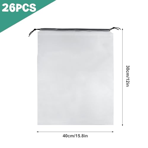 PLULON 26 Pcs Clear Shoe Bags for Travel, Clear Travel Shoe Bag for Storage - color: Clear with Black String