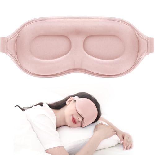 MZOO Luxury Sleep Mask, 3D Spacious for Long Lashes Blocking Light - color: P-pink