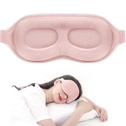 MZOO Luxury Sleep Mask, 3D Spacious for Long Lashes Blocking Light - color: P-pink