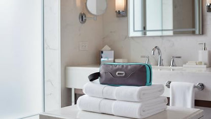 Small Travel Toiletry Bag for Men, Dopp Kit Mens, Zipper Pouch for Travel - color: Grey/Sky Blue