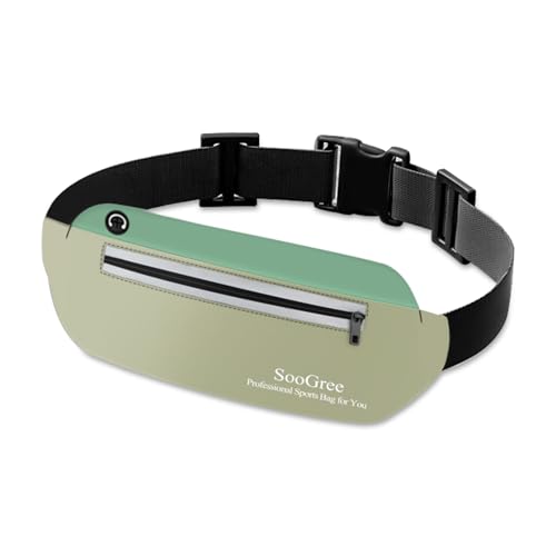 SooGree Running Waist Pack for Men Women, Lightweight Waterproof Sports Belt Bag, Phone Running Pouch, Night Reflective Fitness Storage Bag for Running Cycling Hiking Traveling (Green/Light Green) - color: Green/Light Green