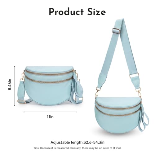 Checkered Crossbody Bags for Women Large Belt Bum Bag Nylon Fanny Packs with Adjustable Strap(Blue) - color: Blue