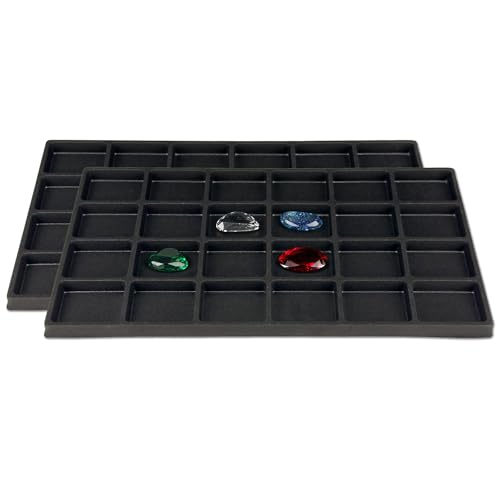 The Display Guys 2-Pack 24-Compartment Jewelry Tray Insert, Black - color: Black, size: Compartments - 24