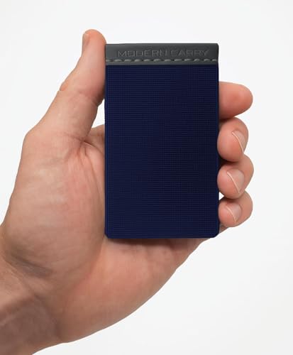 Modern Carry Eclipse Card Holder – Full-Coverage Elastic Minimalist Wallet for Men & Women, Slim Front Pocket Card Case, Secure Stretch Band Holds 2–12 Cards & Cash, Ultra-Thin Carry (Navy Blue) - color: Navy Blue