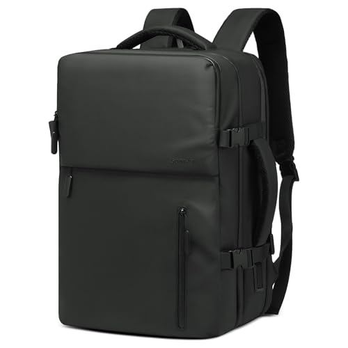 30L Lay Flat Travel Backpack for 16 Inch Laptop Carry On Black - color: Black