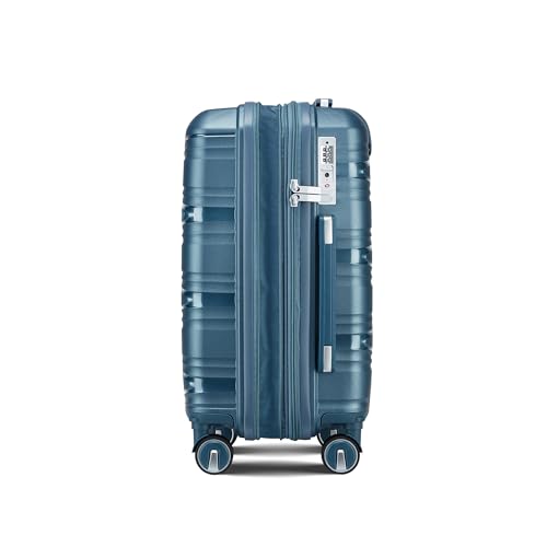 TRAVELEO Expandable Carry-On 4 Piece Luggage Set Built-in TSA Lock - color: Peacock Blue, size: Carry On Set (14in/20in/DB/TB)