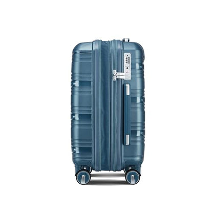 TRAVELEO Expandable Carry-On 4 Piece Luggage Set Built-in TSA Lock - color: Peacock Blue, size: Carry On Set (14in/20in/DB/TB)