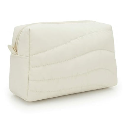 Small Makeup Bag for Purse, Quilted Travel Cosmetic Bag - color: A- Beige