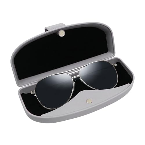 KITUREK Car Sun Visor Sunglasses Case, Glasses Storage Protective Box, Eyewear Hard Shell Eyeglasses Organizer, Magnetic Closure&Double Card Clamp (Grey) - color: Grey