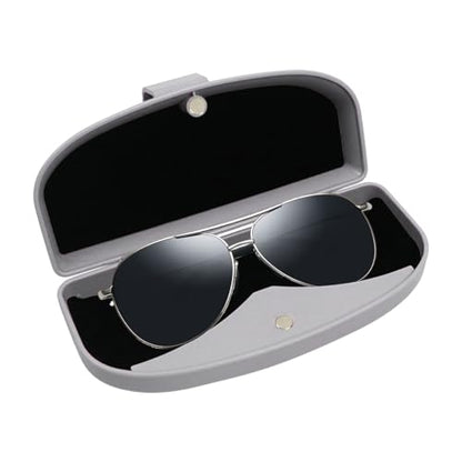 KITUREK Car Sun Visor Sunglasses Case, Glasses Storage Protective Box, Eyewear Hard Shell Eyeglasses Organizer, Magnetic Closure&Double Card Clamp (Grey) - color: Grey