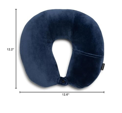 Brookstone Microbead Neck Pillow Soft Travel Pillow with Phone Pocket - color: Blue