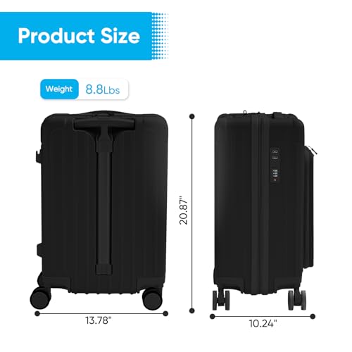 TABU 20" Front-Opening Luggage with Seat for Kids & Adults, Black - color: Black