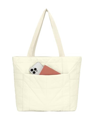 Urbanstand Small Tote Bag for Women, Lightweight Work Tote Bag with Zipper - color: Beige