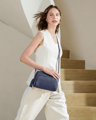 befen Genuine Leather Crossbody Bags for Women Leather Wallet Travel Purse - color: Navy Blue