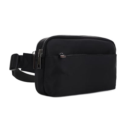 Jessie & James Crossbody Nylon Concealed Carry Waist Pack with Adjustable Buckle Strap Fashion Multi Pocket Belt Bag| Black - color: Black