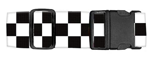 Luggage Straps for Suitcases Travel Belt Accessories, Cute Suitcase Strap, Adjustable Luggage Belt Strap, Heavy Duty with Quick-Release Buckle Luggage Strap Classic White Black Checkerboard - color: Classic White Black Checkerboard