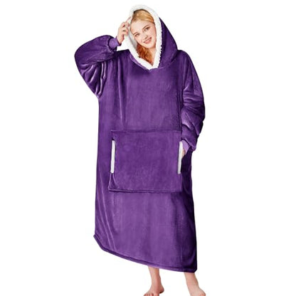 yescool Wearable Blanket Hoodie as Christmas Birthday Gifts for Women Mom - color: Deep Purple, size: Oversized