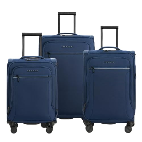 Verage Toledo 3 Pieces Luggage Sets, Softside Expandable Spinner Wheel Suitcase with Flashlight, Navy, 3-Piece Set(20/24/29) - color: Navy, size: 3-Piece Set (20/24/29)