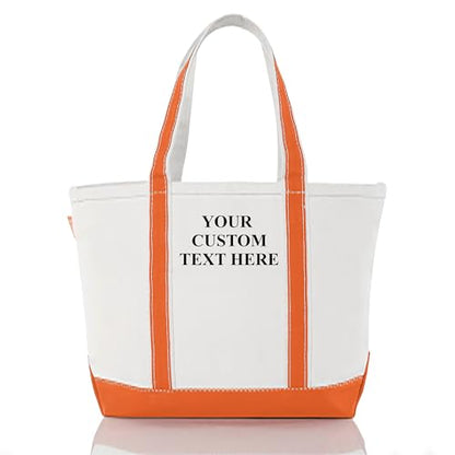 CB STATION Medium Classic Personalized Monogram Canvas Tote Bag for Women – Customized Gift for Birthday, Wedding - color: Orange