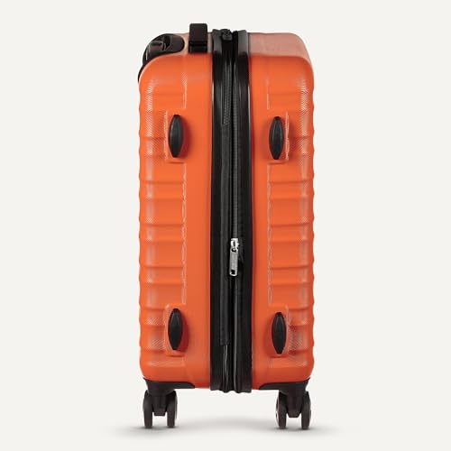 Amazon Basics 하드사이드 스피너, 기내용, 바퀴 달린 확장 가능한 여행 가방, 주황색., 66cm(26인치) - color: 주황색., size: Medium Checked