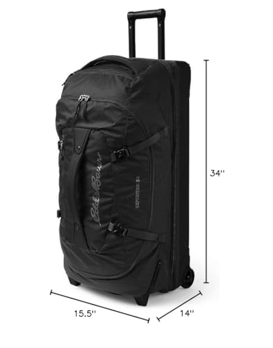 Eddie Bauer Expedition Rolling Duffel Bag with Wheels - Black, 34" - color: Black, size: 34" (Check-In)