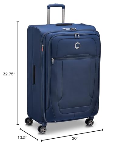 DELSEY PARIS Helium DLX, 29 Inch Checked-Large Softside Luggage, Navy Blue | Expandable Suitcase, Lightweight and Durable DuraTec fabric, Dual Density Double-spinner Wheels, TSA Lock - color: Navy Blue, size: Checked-Large 29 Inch