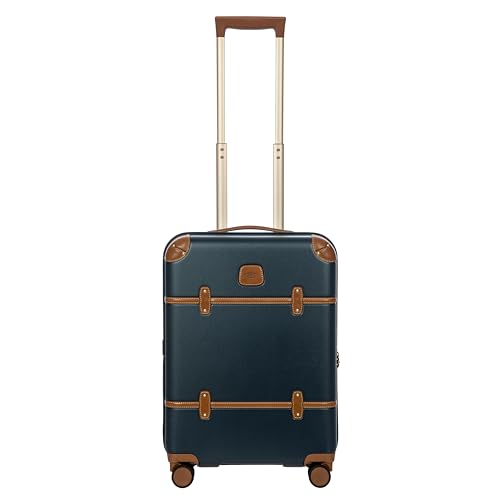 Bric's Bellagio 3.0 Spinner Trunk - Airline Approved Luxury Hardshell Carry On Luggage with Large Wheels,Telescopic Handle, Leather Detailing - Expandable Rolling Suitcase - 21", Blue - color: Blue, size: Carry-on