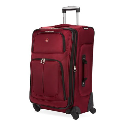 SWISSGEAR Sion Softside Expandable Spinner Luggage Durable Lightweight Travel Suitcase, Burgundy, Checked-Medium - color: Burgundy, size: Checked-Medium 25-Inch