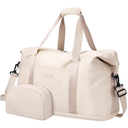 Capolo 확장 가능한 여행용 더플 백 위켄더 오버나이트 백 여성용 남성용 - color: 오프 화이트, size: 라지