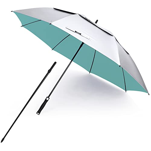 G4Free UV Golf Beach Umbrella 68”Auto Open Extra Large Sun Shade Umbrellas - color: Silver/Lake Blue