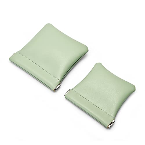 Green PU Leather Jewelry Travel Pouch Multi-Use Gift Storage Bag - color: Green, size: 4.21"x4.33"