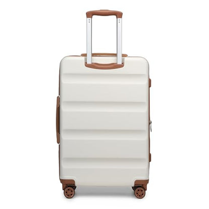 Kono 24 Inch Expandable Hardshell Luggage with Spinner Wheels White - color: White, size: Checked-Medium 24 Inch