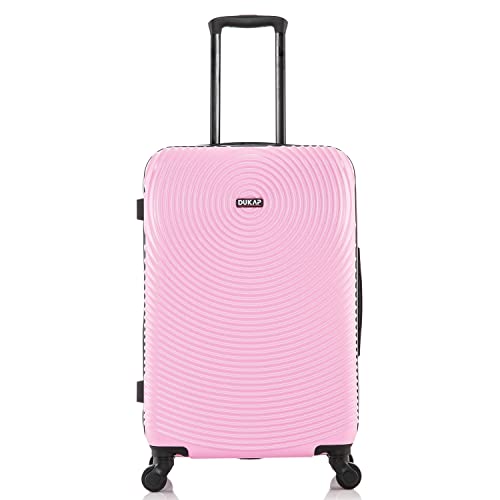 DUKAP INCEPTION Luggage with Spinner Wheels | Durable Lightweight Hardside Suitcase, Travel Bag with Handle and Trolley, 24-Inch Medium Checked Luggage | Pink - color: Pink, size: 24 Inch