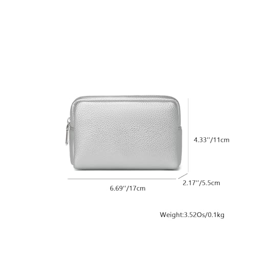Makeup Bag for Purse Travel Cosmetic Bag (PU Pearl Silver) - color: Pearl Silver