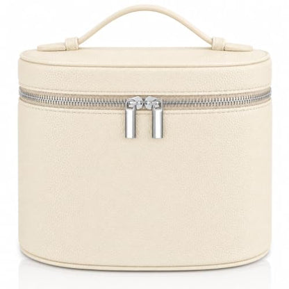 Makeup Bag Vanity Case Cosmetic Bag with Removable Divider Travel Toiletry Bag for Women Portable Make up Box Organizer, Beige - color: Beige