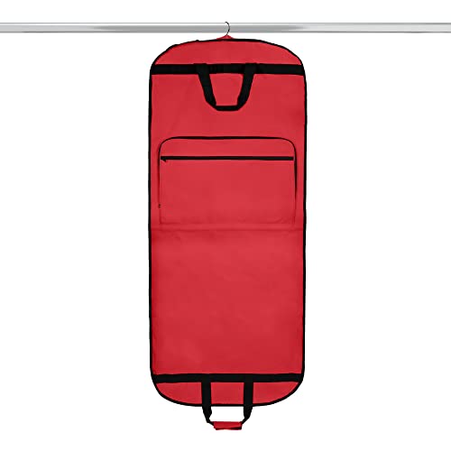 Dalix 60" Foldable Garment Bag Suits Cover Dresses w Front Pocket - color: Red