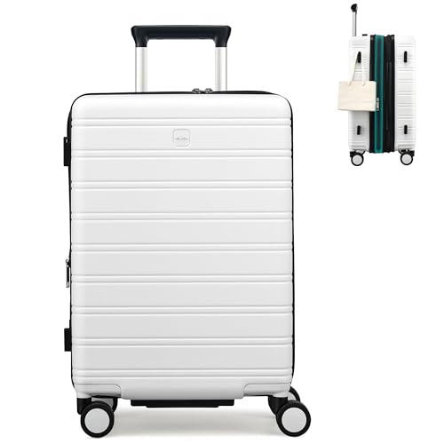 MILADA 20-Inch Hardside Expandable Carry-On Luggage Suitcase, White - color: White, size: Carry On 20 inch