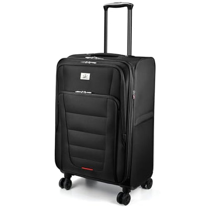 Verdi Softside Expandable 24 Inch Luggage with Spinner Wheels Lightweight Suitcase (Black, Checked-Large 24-Inch) - color: Black, size: Checked-Large 24-Inch