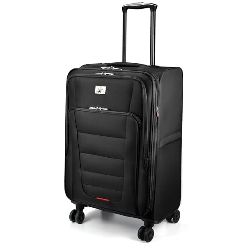 Verdi Softside Expandable 24 Inch Luggage with Spinner Wheels Lightweight Suitcase (Black, Checked-Large 24-Inch) - color: Black, size: Checked-Large 24-Inch