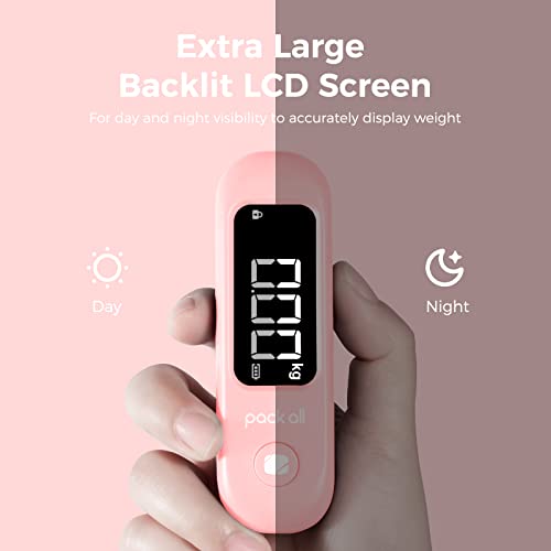 pack all Digital Luggage Scale for Travel, 110Lbs Capacity, 0.1Lb Precision - color: Pink