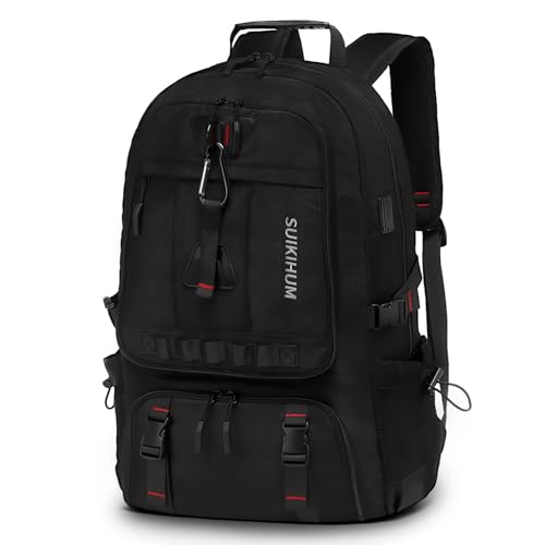 Travel Backpack with Shoe Compartment 45L TSA Carry on Fits 18.4" - color: Expandable Black