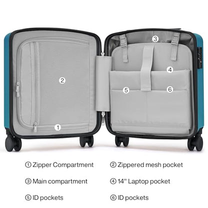 Hanke 16 Inch Underseat Small Carry On Luggage, Hard Shell with TSA Lock - color: Caribbean Blue, size: 16 Inch