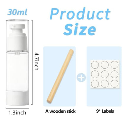 Clear Airless Pump Bottles, Vacuum Travel Cosmetic Containers - size: 30ml (3pack)