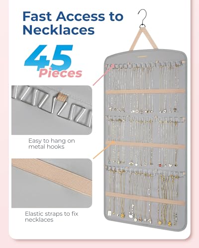 BAGSMART Hanging Jewelry Organizer, Necklace Holder, Extra Large Grey - color: Grey, size: X-Large - Standard